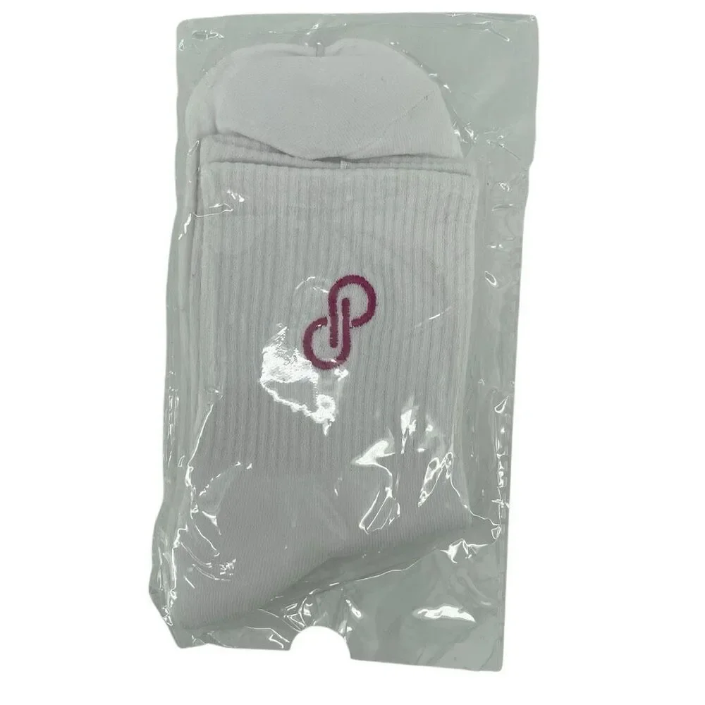 Poshmark White Unisex Adult Logo Embroidered Crew Length Socks One Size